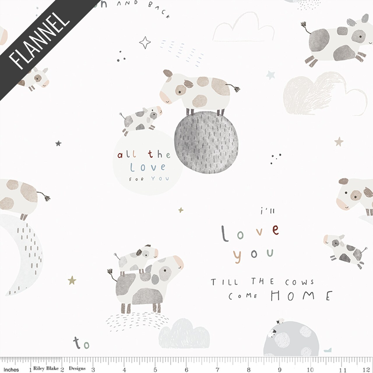 Main in Cloud (f16110-cloud) | Till the Cows Come Home Flannel | Riley Blake Designs | Riley Blake
